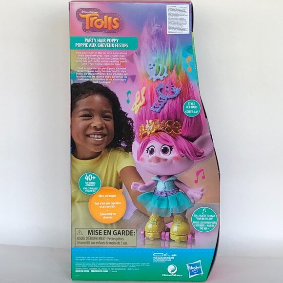 New in Box-Hasbro Trolls Party Hair Poppy Musical Doll-Speaking in French - Picture 4 of 16